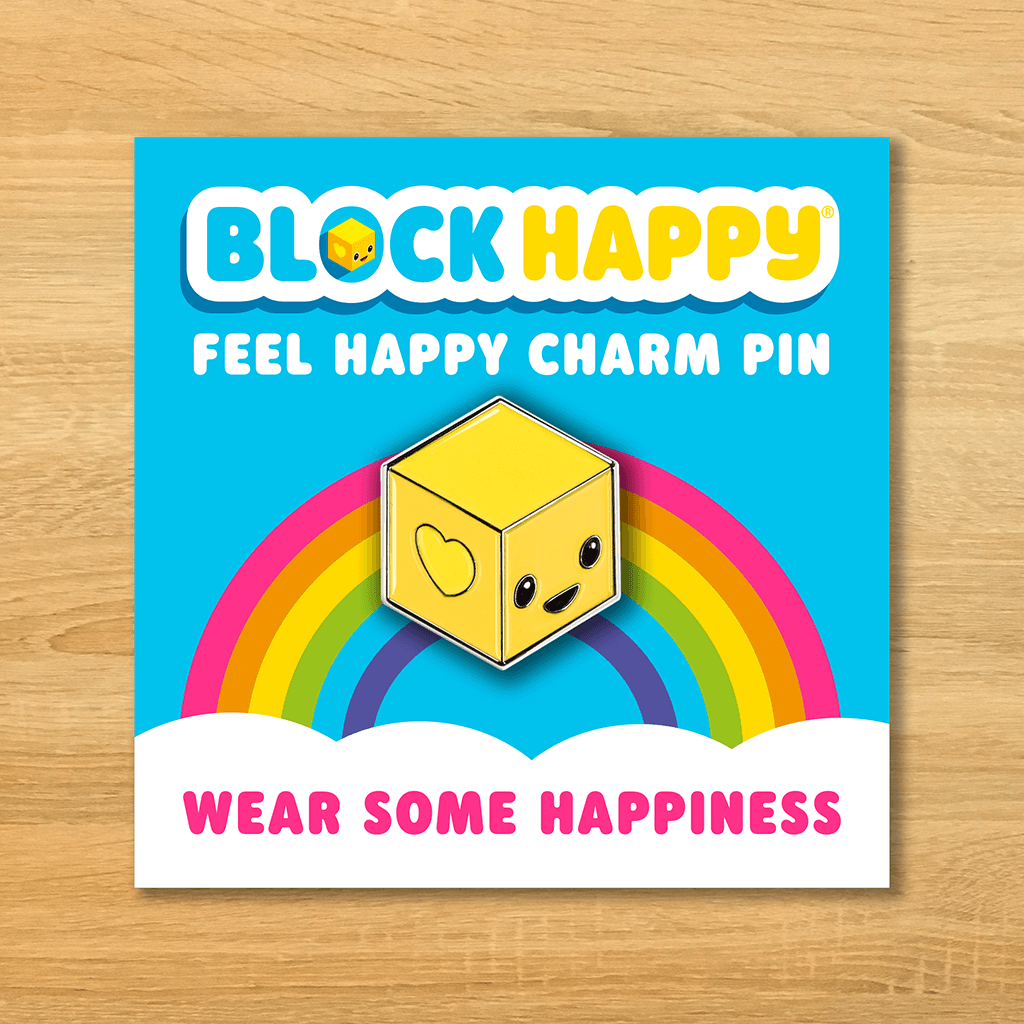 Block Happy signature enamel pin