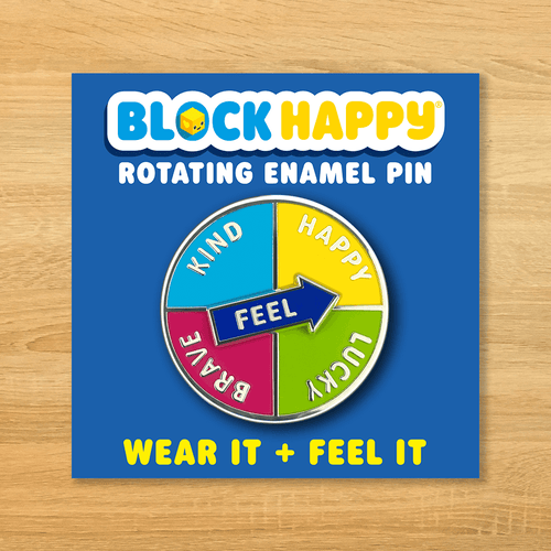 Block Happy rotating enamel pin